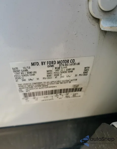 2014 Ford Explorer Limited from USA, damaged, VIN 1FM5K8F83EGA98981